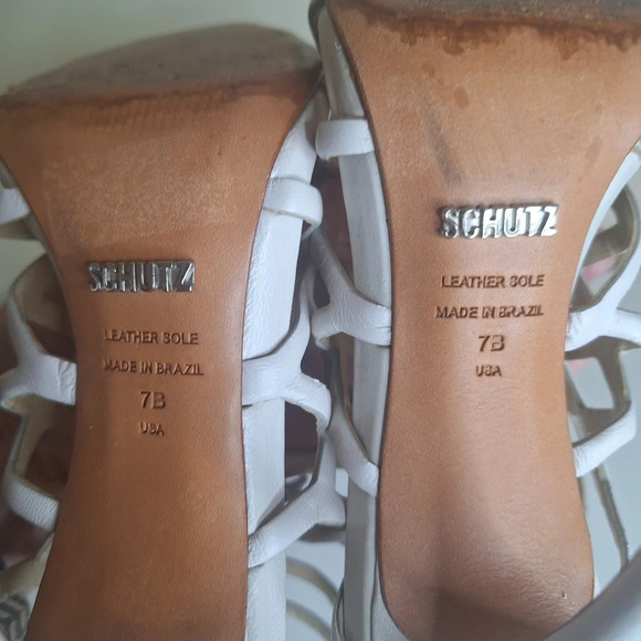 Schutz Juliana cage leather off white stilleto heels SZ 7 - Picture 7 of 9